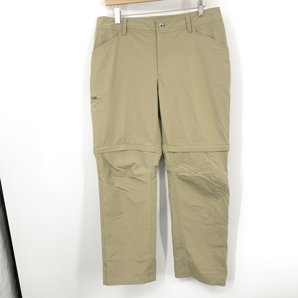 LL Bean Women Size 10 Pants Khaki Brown Convertible Zip Shorts Straight Nylon